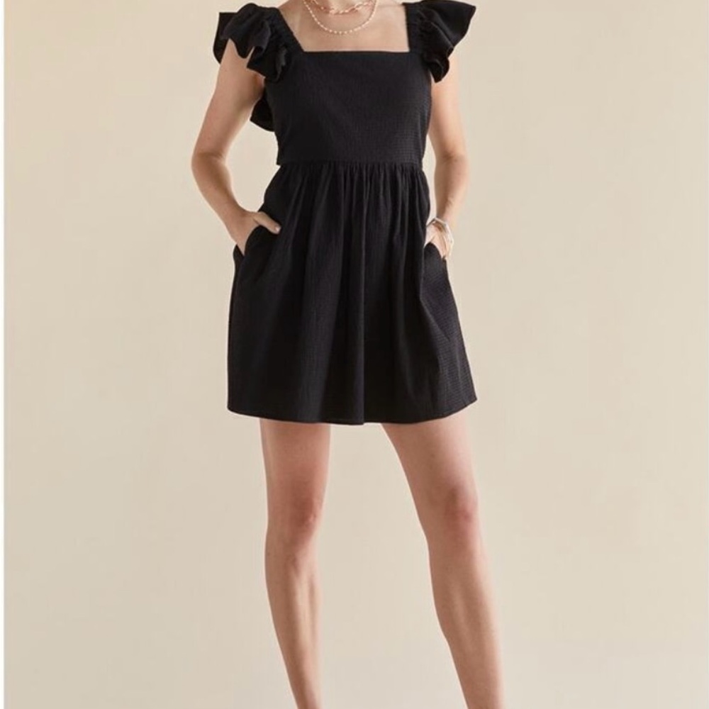 Francesca's Collections Black Ruffle Mini Dress